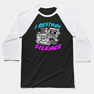 I Destroy Silence Old School Blue Baseball T-Shirt